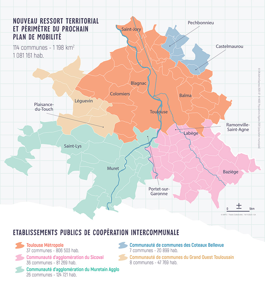 Carte du ressort Territorial - 114 communes - 1198km² - 1081161 habitants