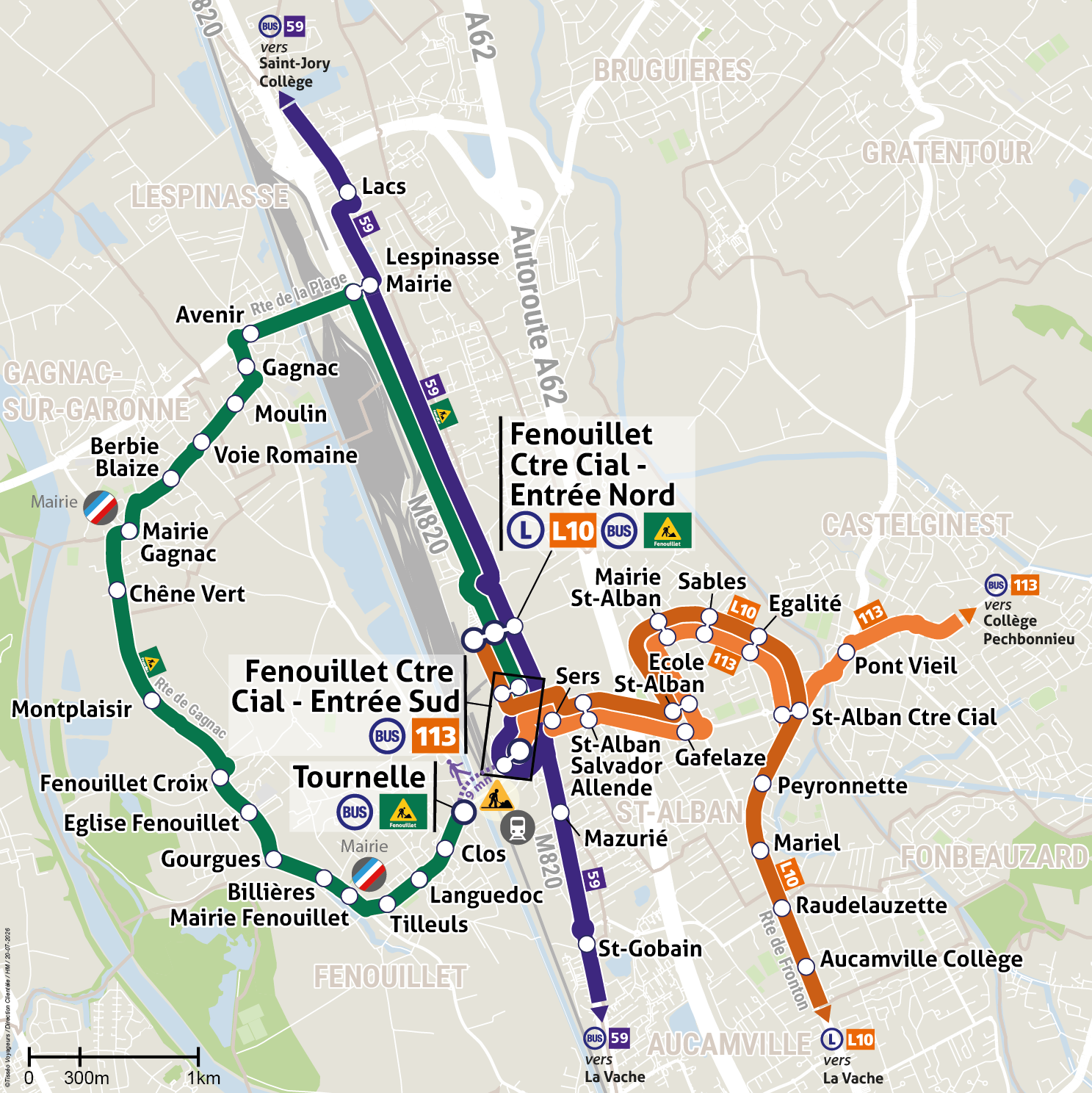 plan déviation bus fenouillet