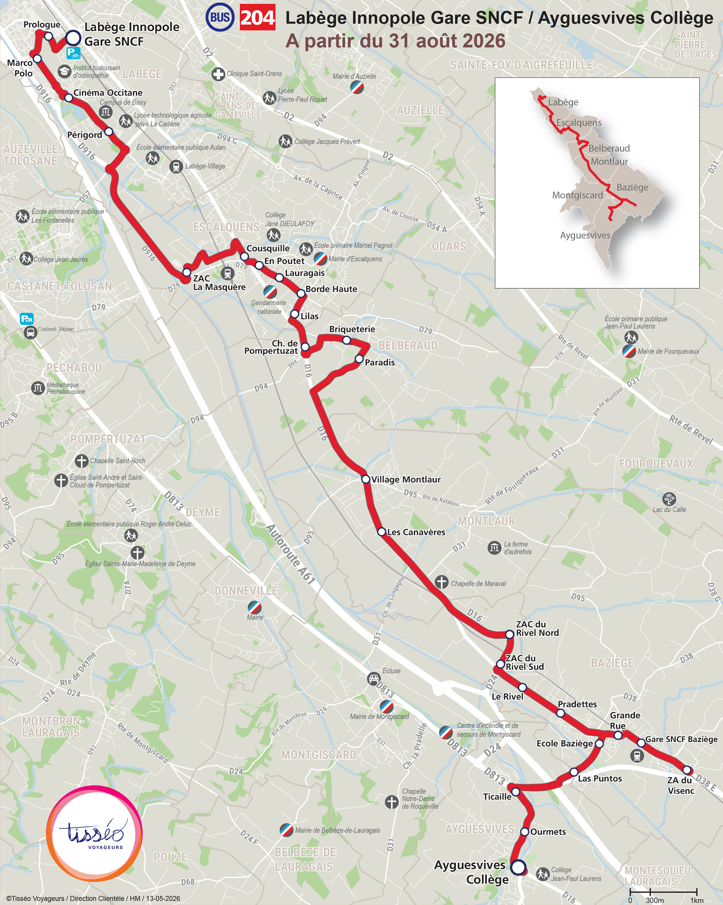 Plan de la ligne de bus 204